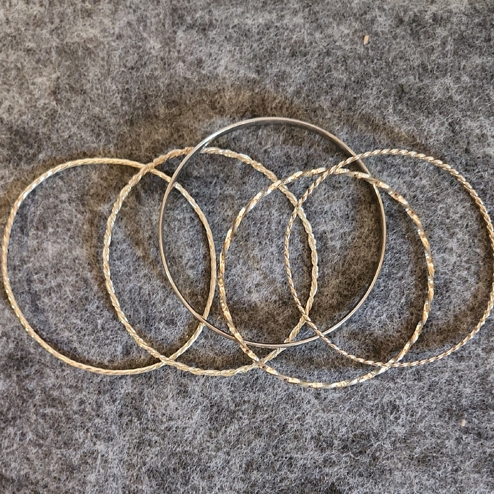 Elegant Silver Bangle Set Of 5